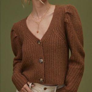 Anthropologie puffed sleeve cardigan